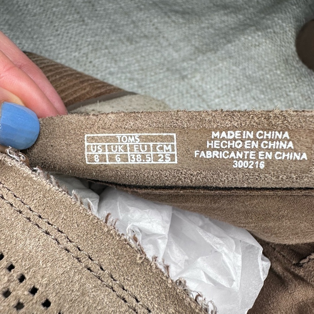 TOMS Majorca Peep Toe Bootie (Stucco Suede Perforated) block heel - Picture 9 of 16
